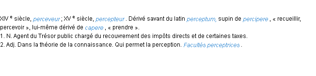 Définition percepteur ACAD 1986