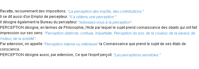 Définition perception ACAD 1932