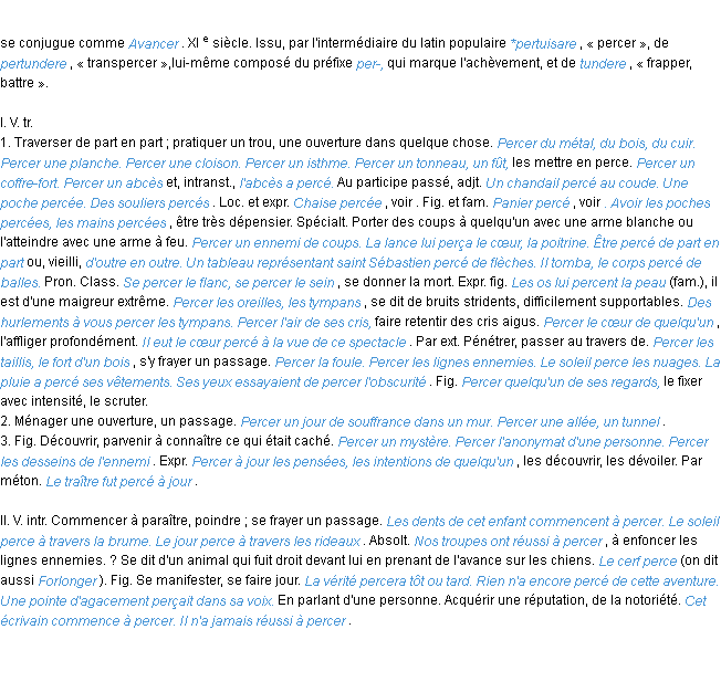 Définition percer ACAD 1986