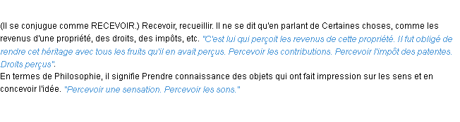 Définition percevoir ACAD 1932