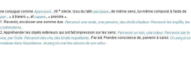 Définition percevoir ACAD 1986