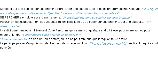 Définition percher ACAD 1932