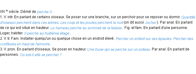 Définition percher ACAD 1986