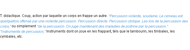 Définition percussion ACAD 1835