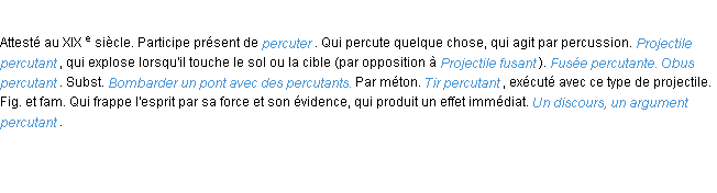 Définition percutant ACAD 1986