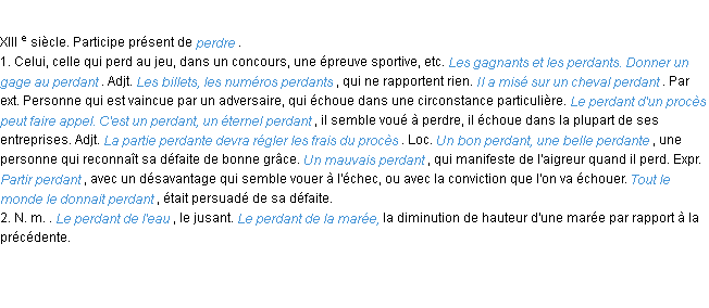 Définition perdant ACAD 1986
