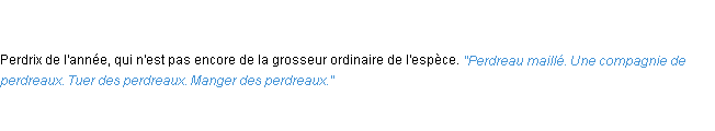Définition perdreau ACAD 1835