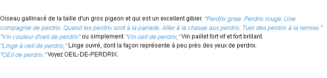 Définition perdrix ACAD 1932