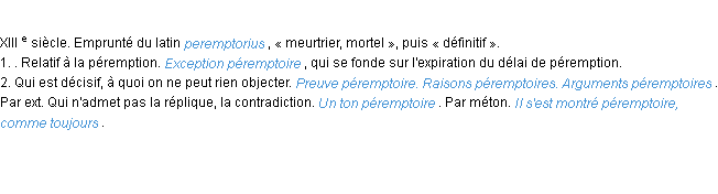 Définition péremptoire ACAD 1986