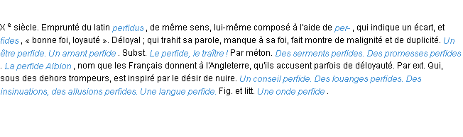 Définition perfide ACAD 1986