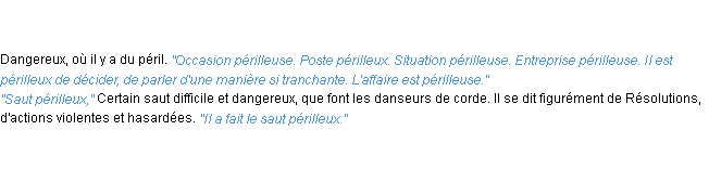Définition périlleux ACAD 1835
