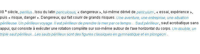 Définition périlleux ACAD 1986