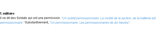 Définition permissionnaire ACAD 1932