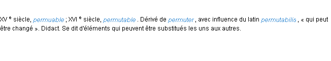 Définition permutable ACAD 1986