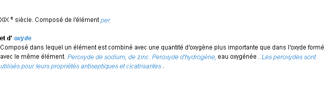 Définition peroxyde ACAD 1986