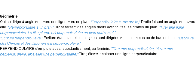 Définition perpendiculaire ACAD 1932