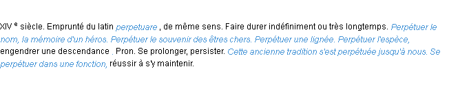 Définition perpétuer ACAD 1986