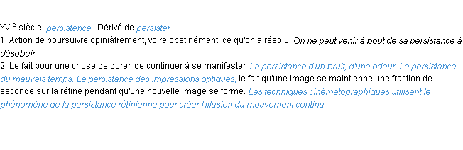 Définition persistance ACAD 1986