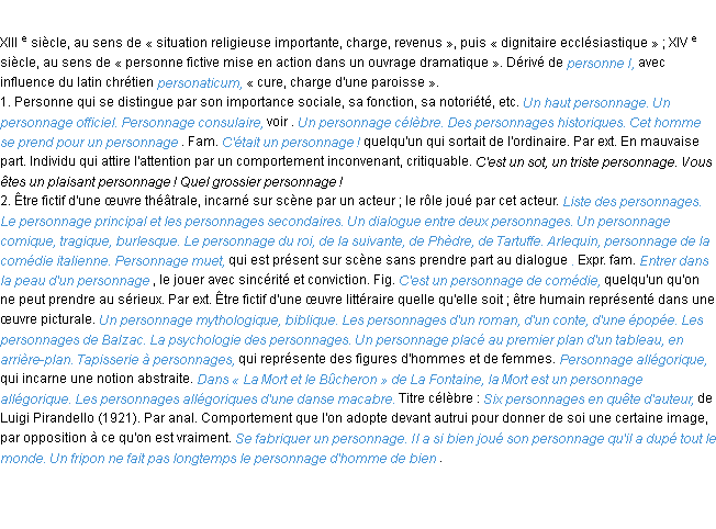 Définition personnage ACAD 1986