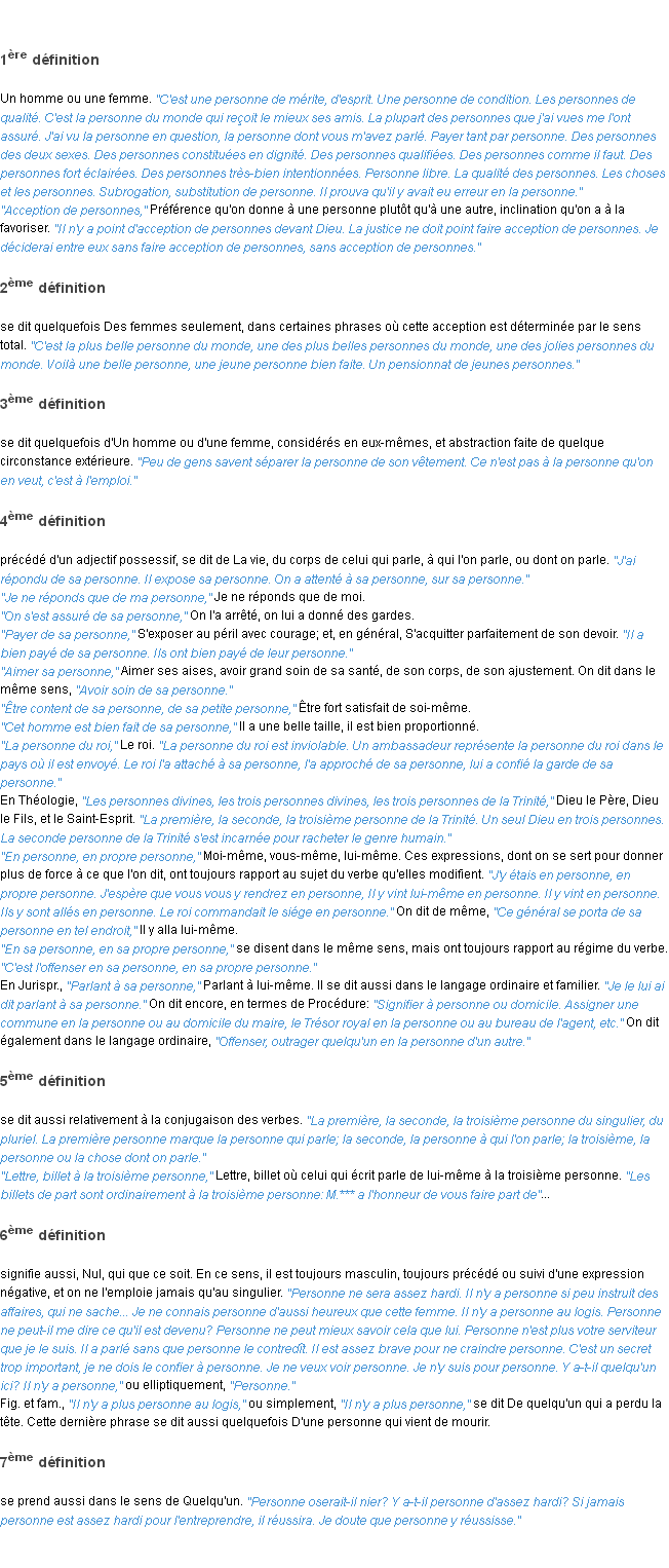 Définition personne ACAD 1835