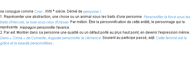 Définition personnifier ACAD 1986