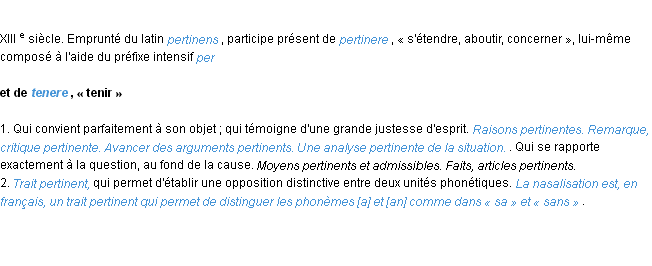 Définition pertinent ACAD 1986