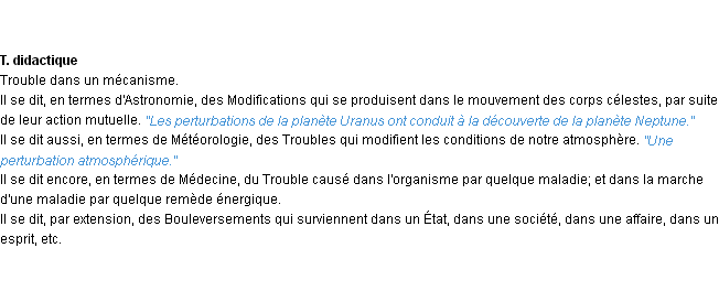 Définition perturbation ACAD 1932