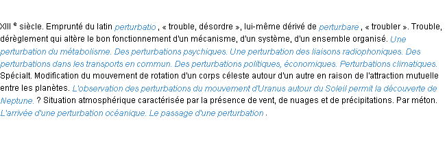 Définition perturbation ACAD 1986