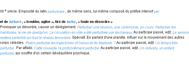 Définition perturber ACAD 1986