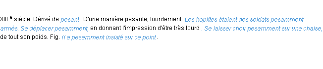 Définition pesamment ACAD 1986