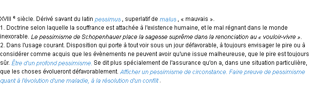 Définition pessimisme ACAD 1986