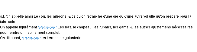 Définition petite-oie ACAD 1762