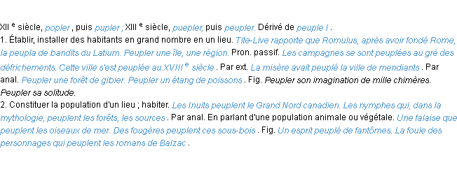 Définition peupler ACAD 1986