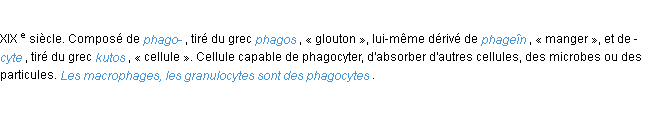 Définition phagocyte ACAD 1986