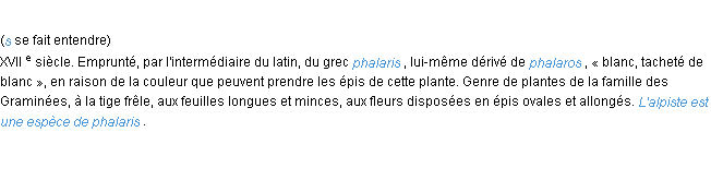 Définition phalaris ACAD 1986