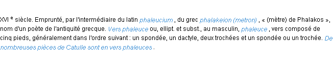 Définition phaleuce ACAD 1986