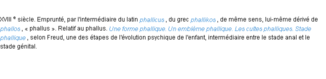 Définition phallique ACAD 1986