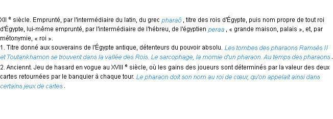 Définition pharaon ACAD 1986