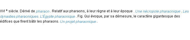 Définition pharaonique ACAD 1986