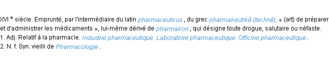 Définition pharmaceutique ACAD 1986