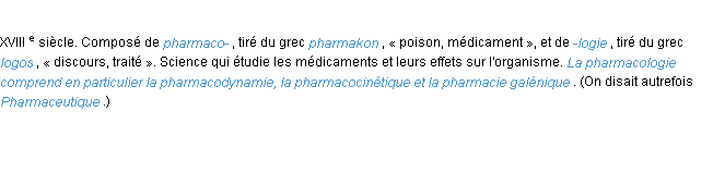 Définition pharmacologie ACAD 1986