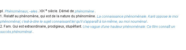 Définition phénoménal ACAD 1986