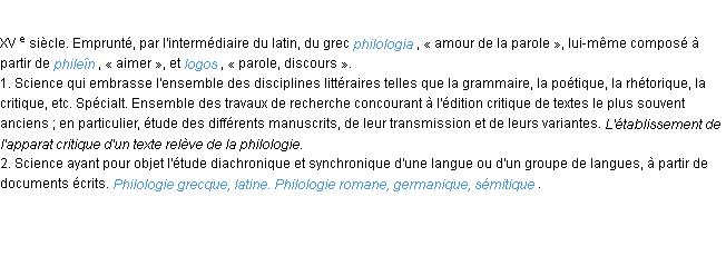 Définition philologie ACAD 1986