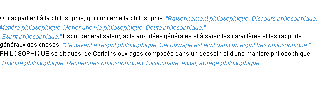 Définition philosophique ACAD 1932