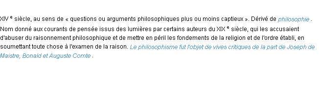 Définition philosophisme ACAD 1986