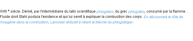 Définition phlogistique ACAD 1986