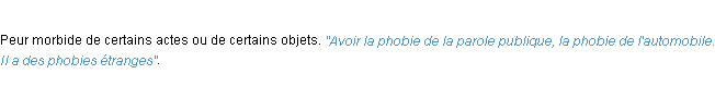 Définition phobie ACAD 1932