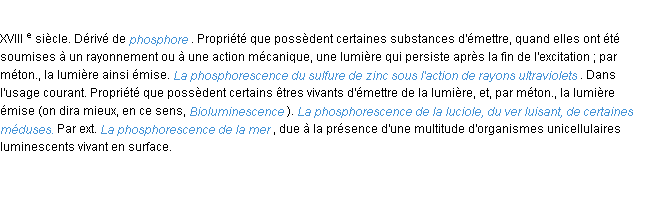 Définition phosphorescence ACAD 1986