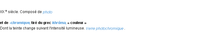 Définition photochromique ACAD 1986