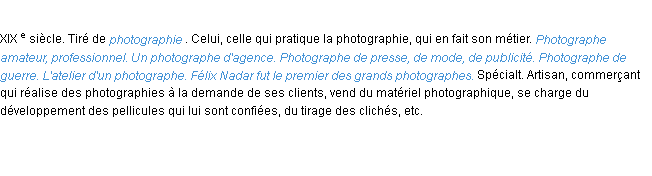 Définition photographe ACAD 1986